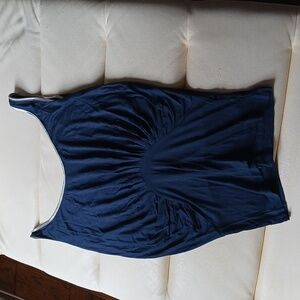 Navy and silver scoop back and neck top